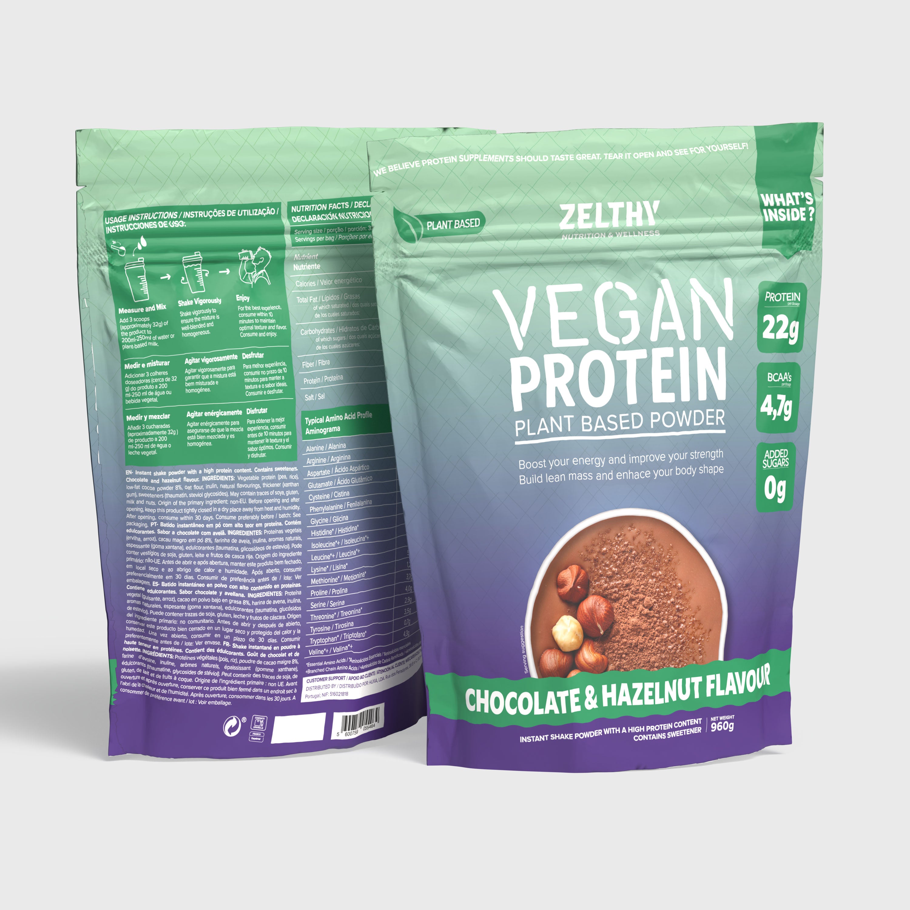 Vegan-Protein: Dark Chocolate Hazelnut 960g