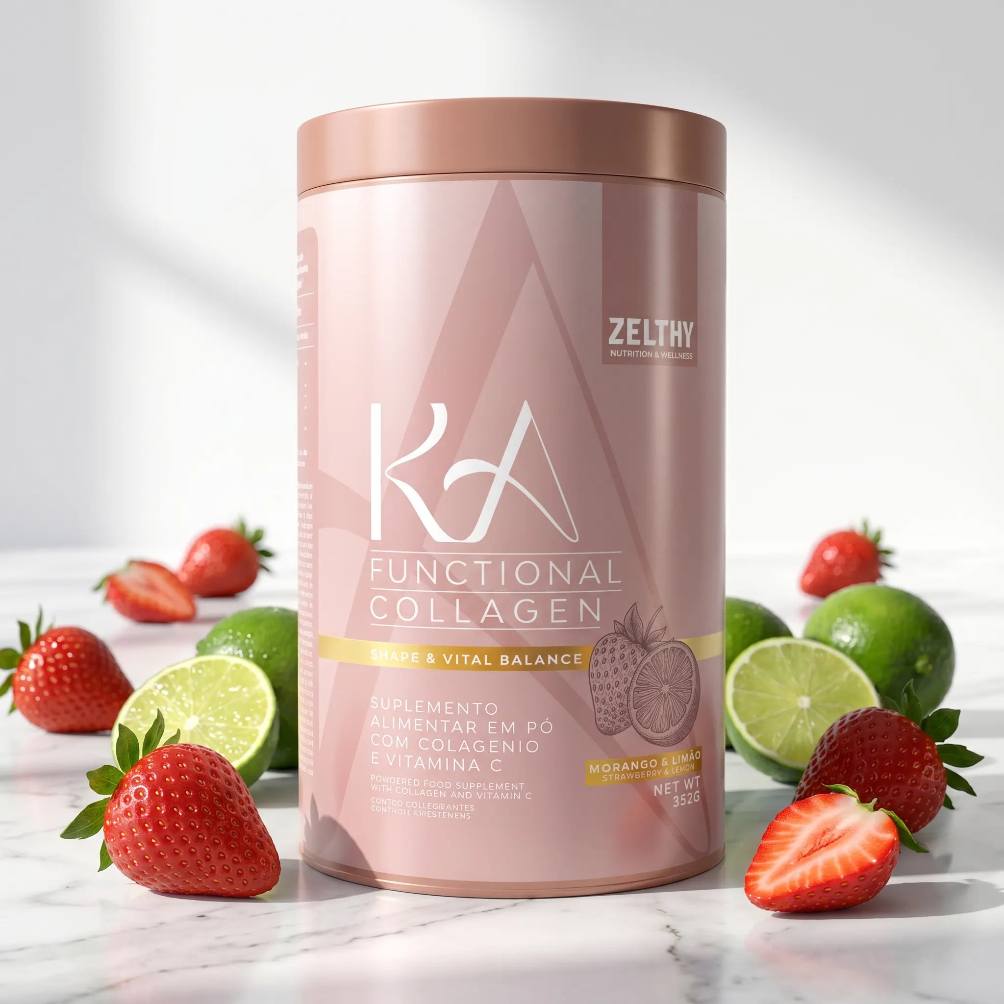 KA Colagénio Funcional Lima-Morango 352g – Suplemento Zelthy × KA The Brand