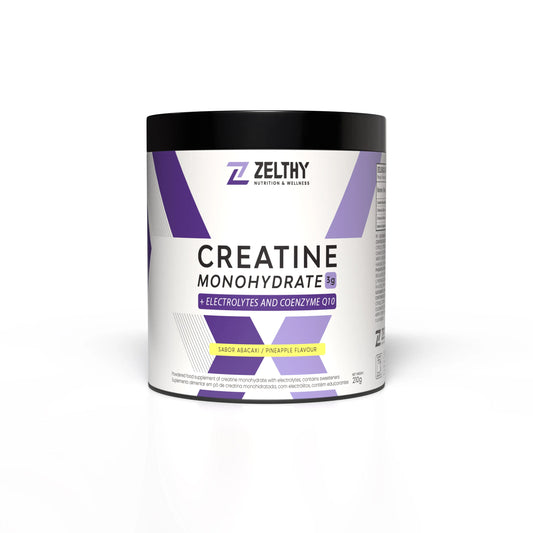 Creatina com eletrólitos e CoQ10 Zelthy — sabor abacaxi 210g