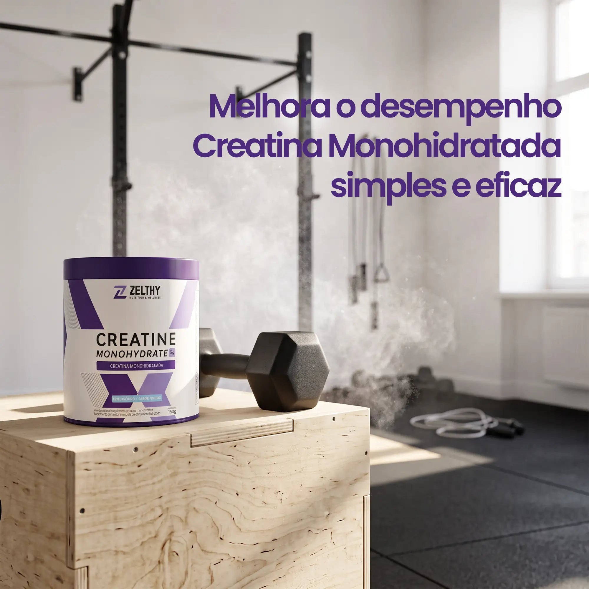 Creatina monohidratada Zelthy aumenta o desempenho físico em séries de exercício curto e intenso, com 3 g por dia