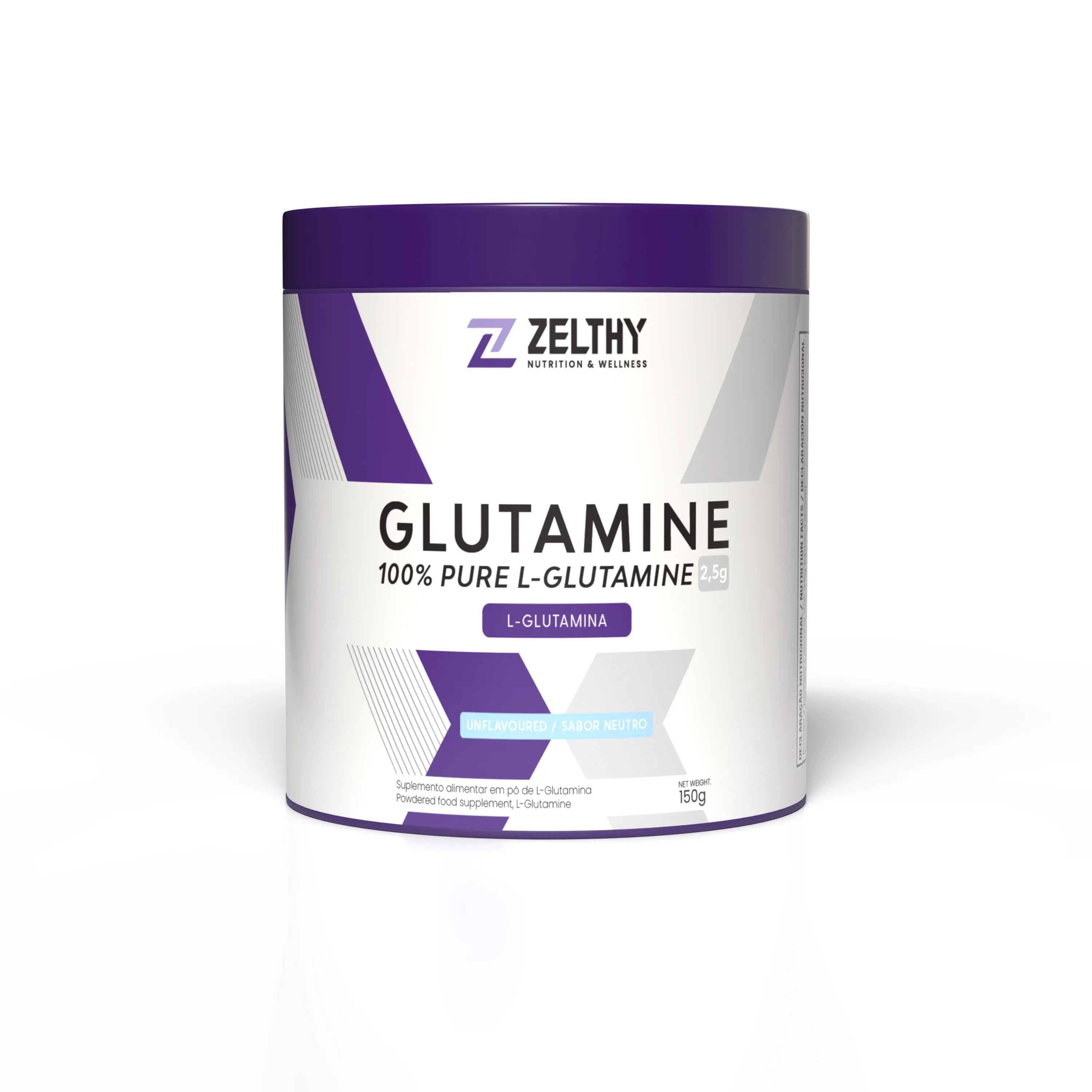 Zelthy Glutamina 100% Pura L-Glutamina 150g - Suplemento em pó sabor neutro