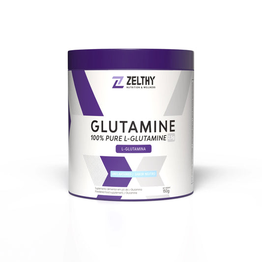 Zelthy Glutamina 100% Pura L-Glutamina 150g - Suplemento em pó sabor neutro