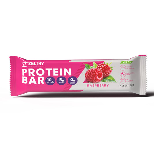 Zelthy Protein Bar Framboesa 50g – 10g proteína, sem açúcares adicionados, 100% vegan